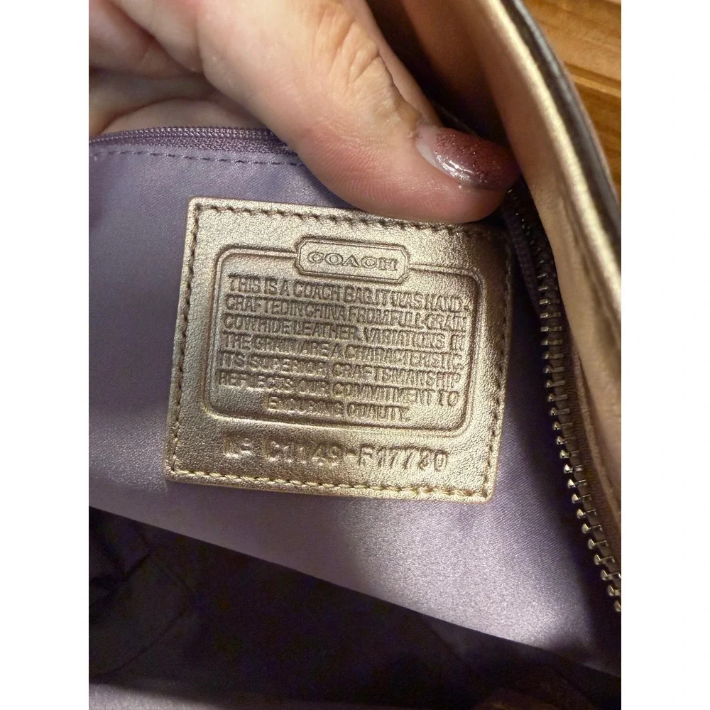 Coach F17730 Metallic Gold Signature Embossed Leather Tote Bag NWT